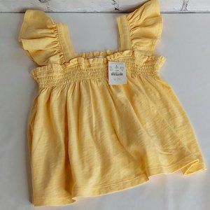 CREWCUTS RUFFLE SLEEVE TOP SQUARE NECKLINE NEW